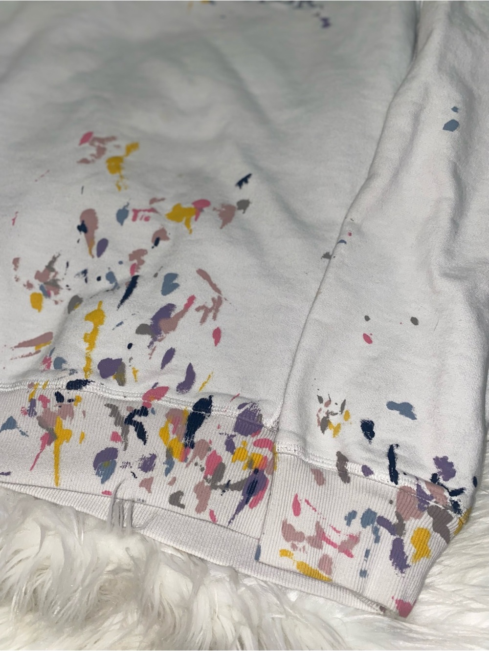 Dior White Paint-Splatter Logo Sweatshirt- Medium - Picture 6 of 12
